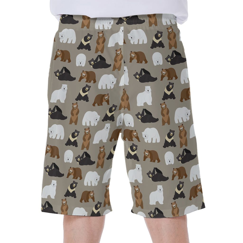 Cute Bear Pattern Print Men's Beach Shorts