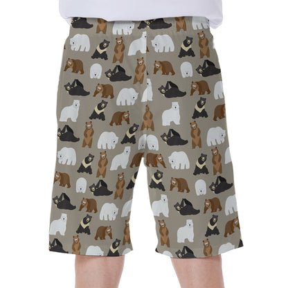 Cute Bear Pattern Print Men's Beach Shorts
