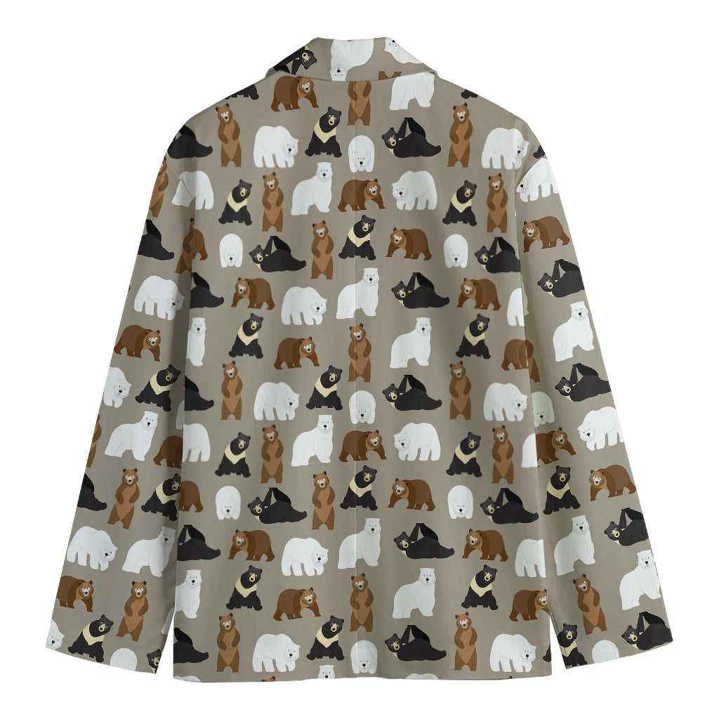 Cute Bear Pattern Print Men's Blazer