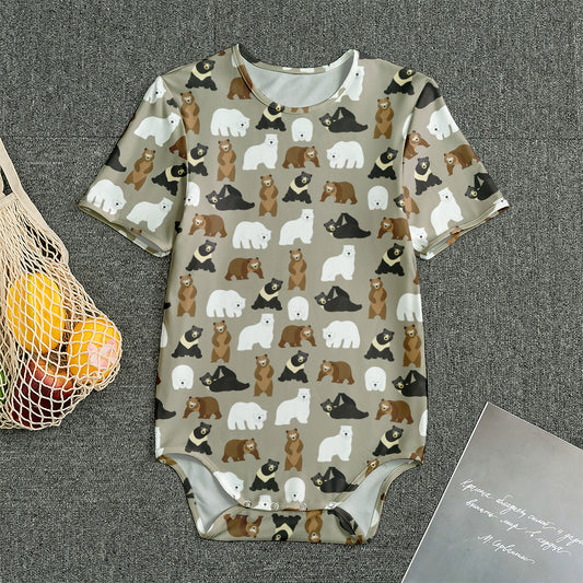 Cute Bear Pattern Print Men's Bodysuit