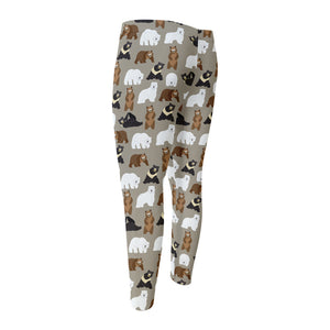 Cute Bear Pattern Print Men's Compression Pants