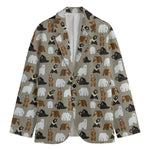 Cute Bear Pattern Print Men's Cotton Blazer