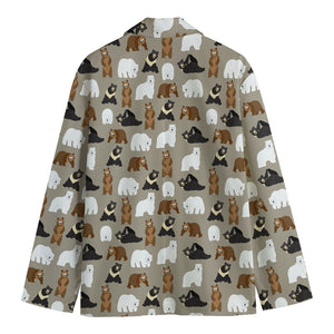 Cute Bear Pattern Print Men's Cotton Blazer