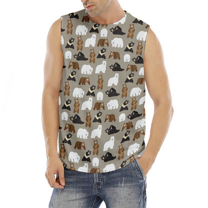 Cute Bear Pattern Print Men's Fitness Tank Top