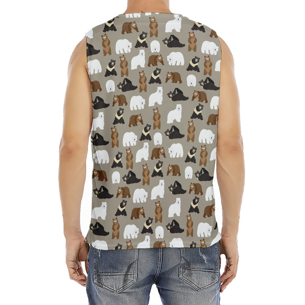 Cute Bear Pattern Print Men's Fitness Tank Top