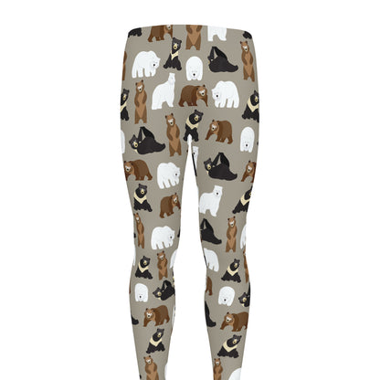 Cute Bear Pattern Print Men's leggings