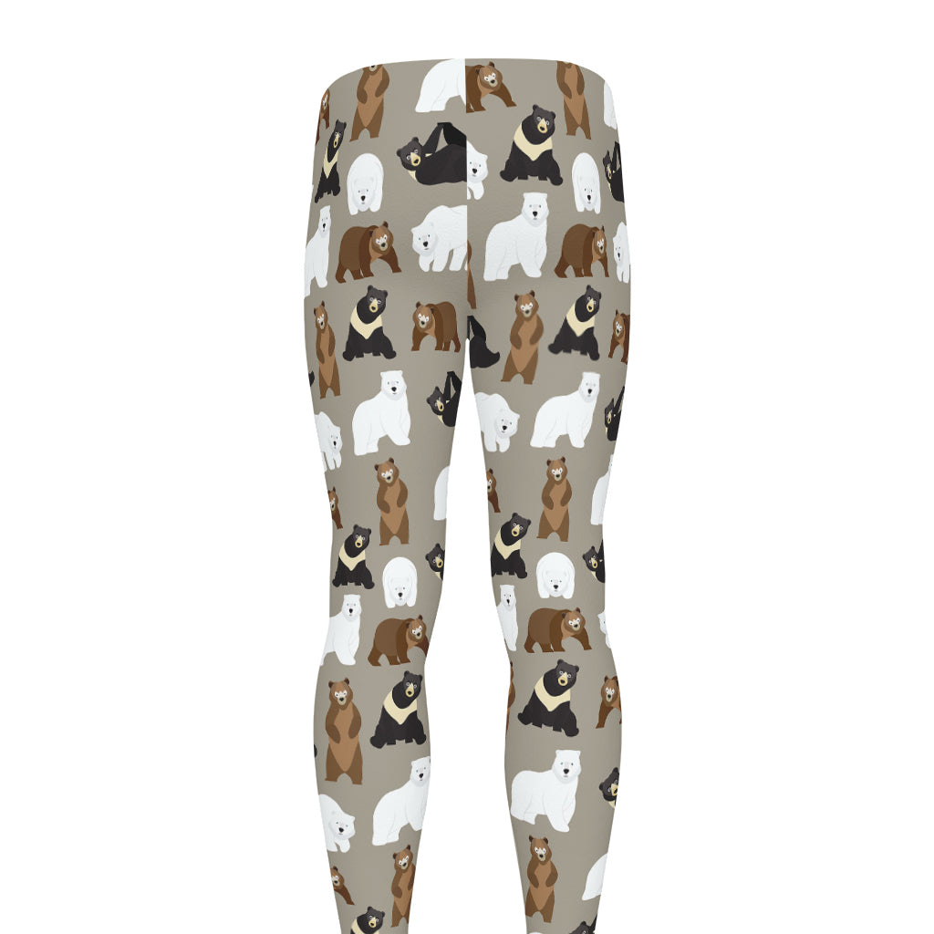 Cute Bear Pattern Print Men's leggings