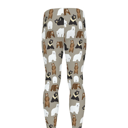 Cute Bear Pattern Print Men's leggings