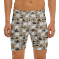 Cute Bear Pattern Print Men's Long Boxer Briefs