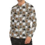 Cute Bear Pattern Print Men's Long Sleeve Rash Guard