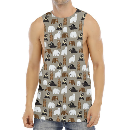 Cute Bear Pattern Print Men's Muscle Tank Top
