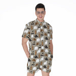 Cute Bear Pattern Print Men's Rompers