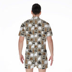 Cute Bear Pattern Print Men's Rompers