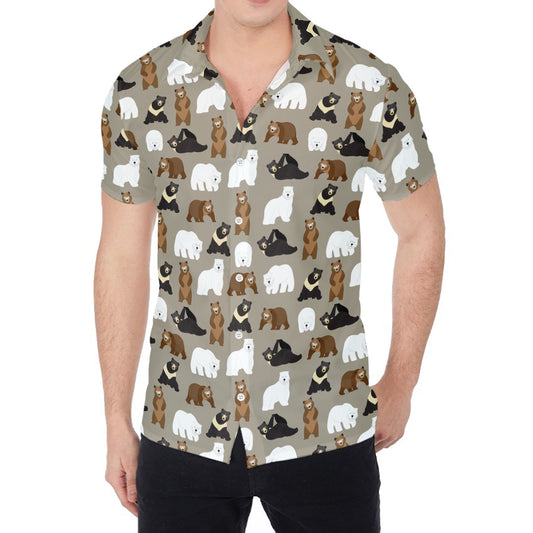 Cute Bear Pattern Print Men's Shirt