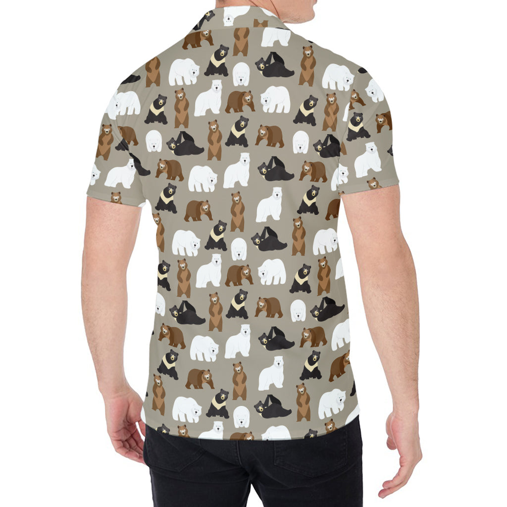 Cute Bear Pattern Print Men's Shirt