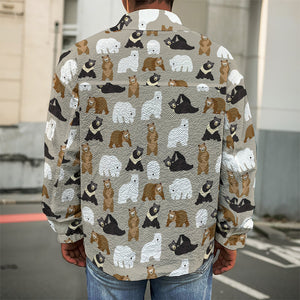 Cute Bear Pattern Print Men's Shirt Jacket