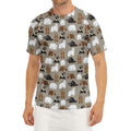 Cute Bear Pattern Print Men's Short Sleeve Rash Guard