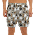 Cute Bear Pattern Print Men's Split Running Shorts