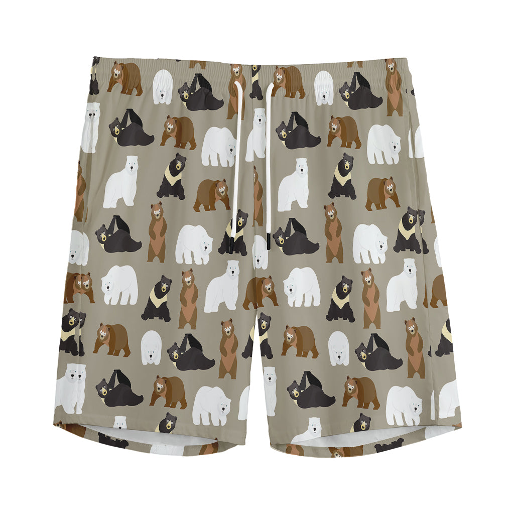 Cute Bear Pattern Print Men's Sports Shorts