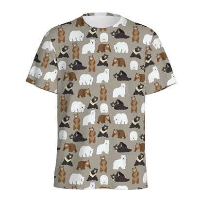 Cute Bear Pattern Print Men's Sports T-Shirt