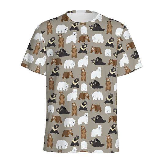 Cute Bear Pattern Print Men's Sports T-Shirt