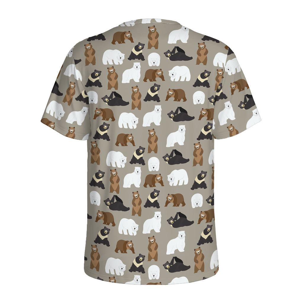 Cute Bear Pattern Print Men's Sports T-Shirt
