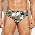 Cute Bear Pattern Print Men's Swim Briefs