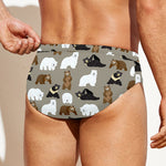 Cute Bear Pattern Print Men's Swim Briefs