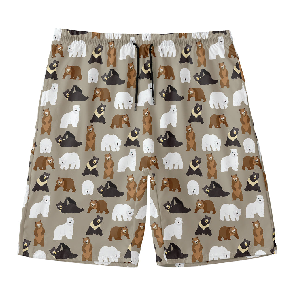Cute Bear Pattern Print Men's Swim Trunks