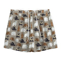 Cute Bear Pattern Print Mesh Shorts