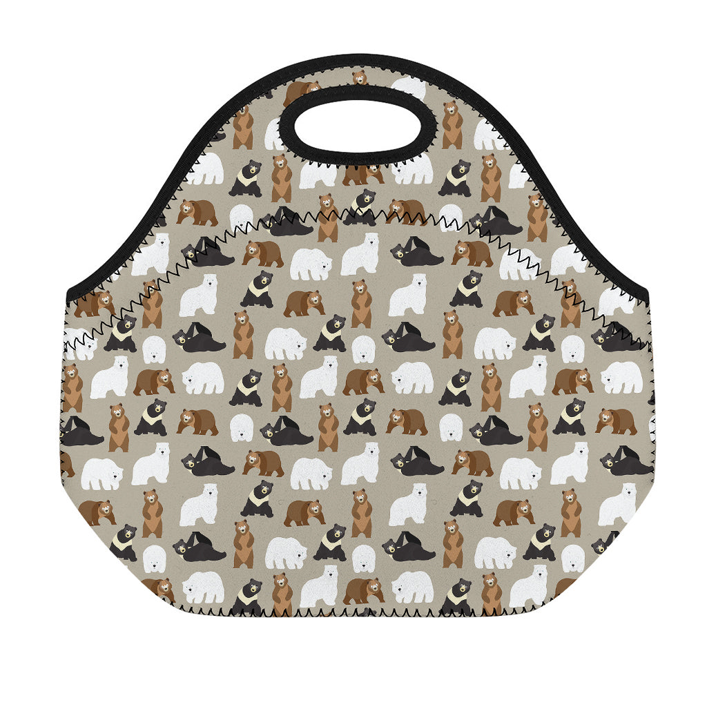 Cute Bear Pattern Print Neoprene Lunch Bag