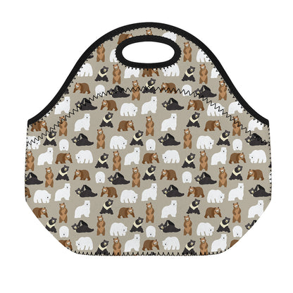 Cute Bear Pattern Print Neoprene Lunch Bag