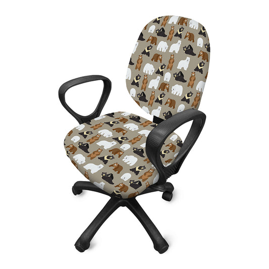 Cute Bear Pattern Print Office Chair Cover