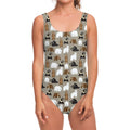 Cute Bear Pattern Print One Piece Swimsuit