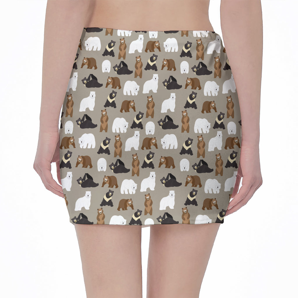 Cute Bear Pattern Print Pencil Mini Skirt