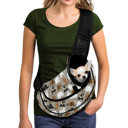 Cute Bear Pattern Print Pet Sling Carrier