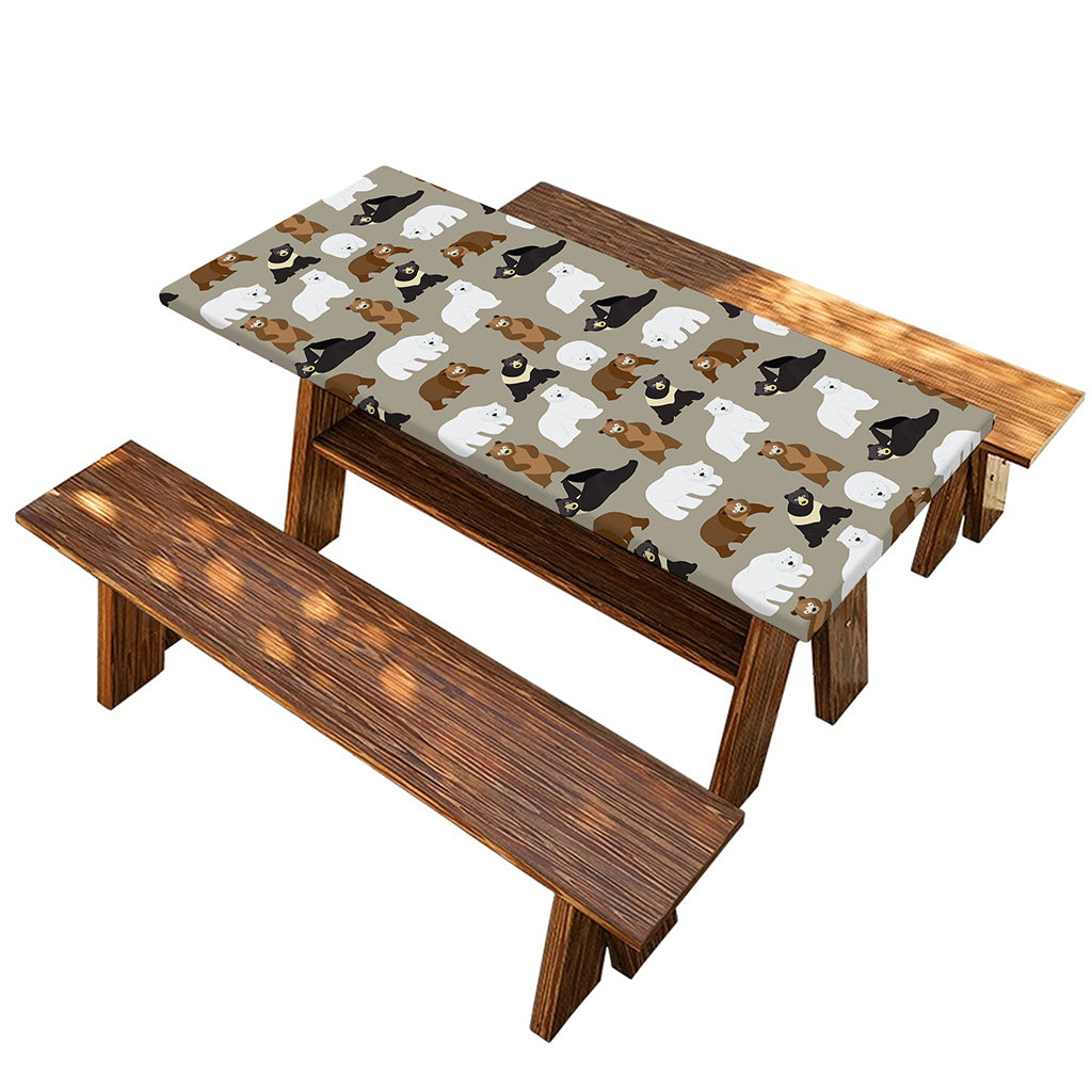 Cute Bear Pattern Print Picnic Table Cover