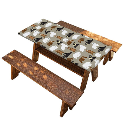 Cute Bear Pattern Print Picnic Table Cover