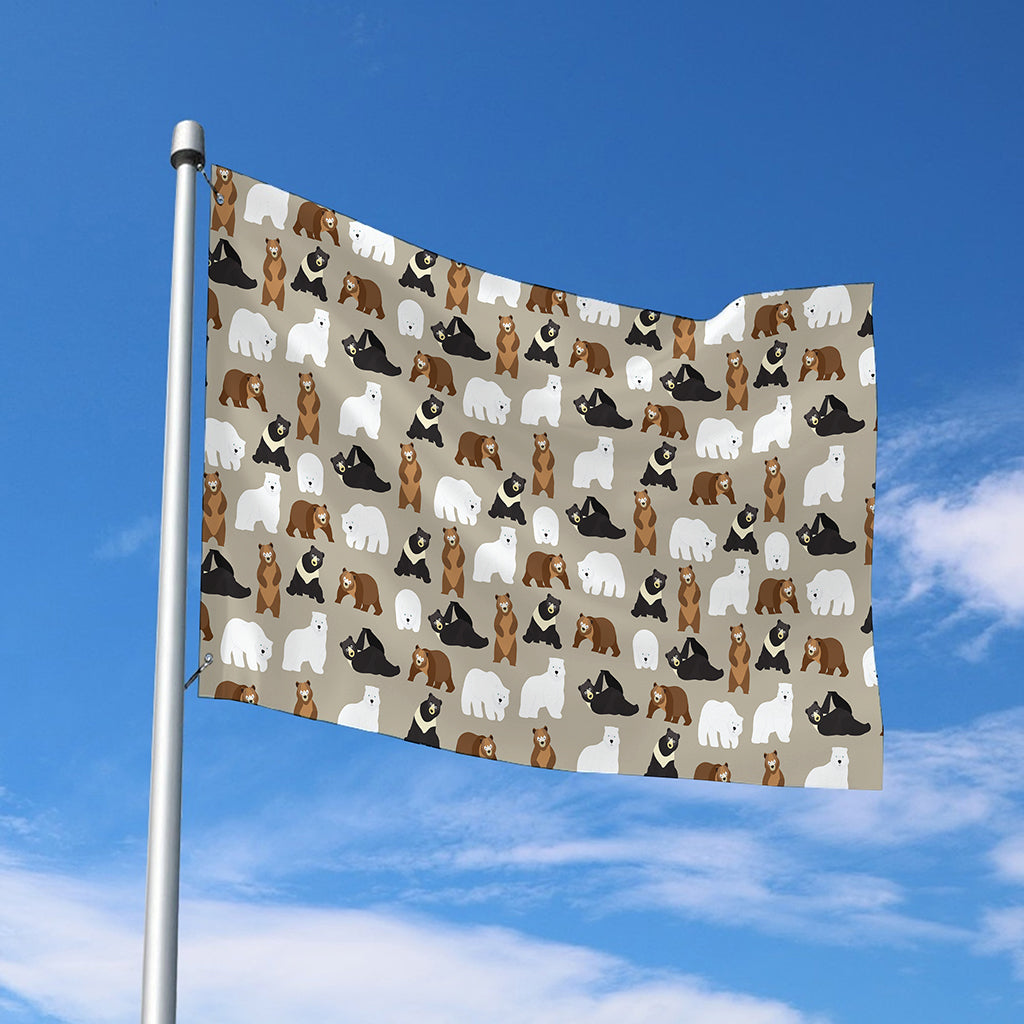 Cute Bear Pattern Print Polyester Flag