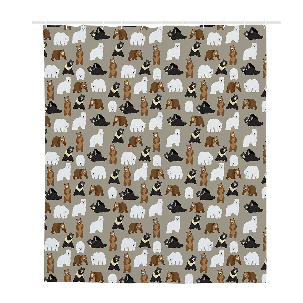 Cute Bear Pattern Print Polyester Shower Curtain