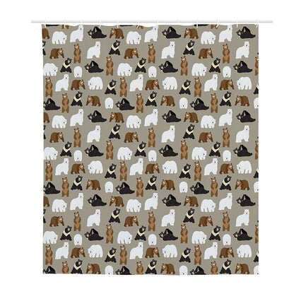 Cute Bear Pattern Print Polyester Shower Curtain