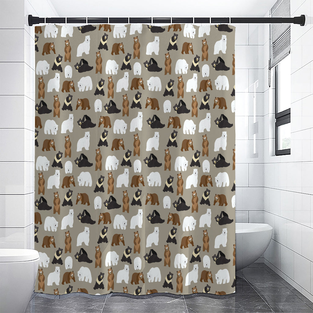 Cute Bear Pattern Print Premium Shower Curtain