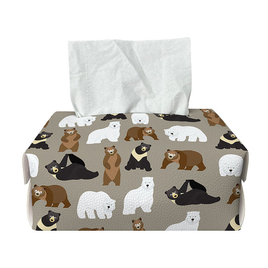 Cute Bear Pattern Print Rectangle Tissue Box Cover