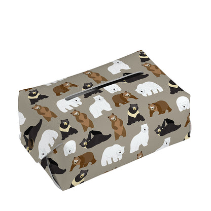 Cute Bear Pattern Print Rectangle Tissue Box Cover