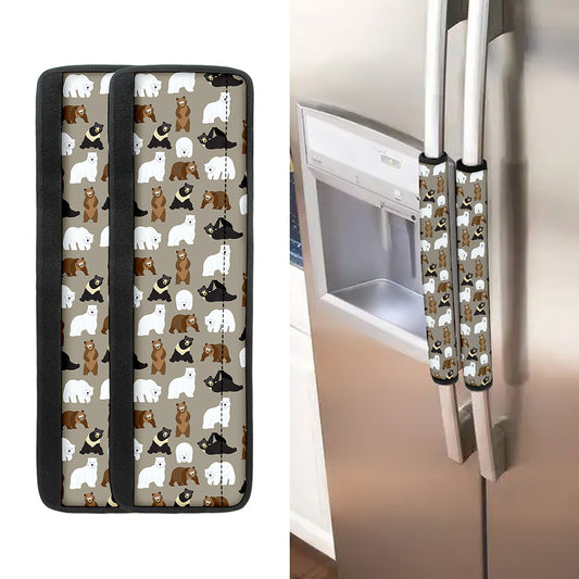 Cute Bear Pattern Print Refrigerator Handle Covers
