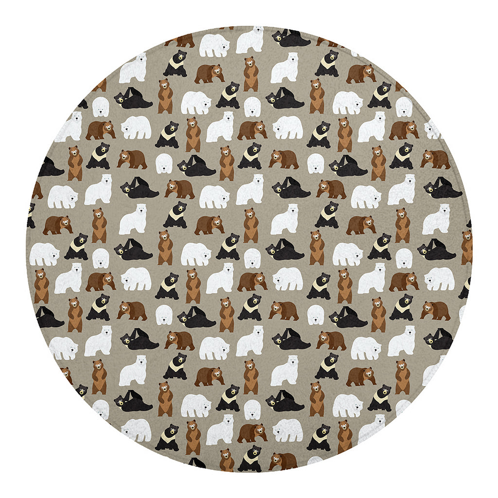 Cute Bear Pattern Print Round Blanket