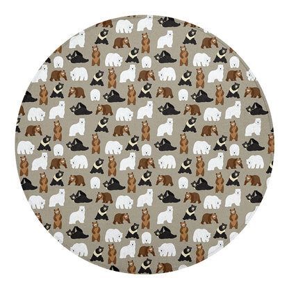 Cute Bear Pattern Print Round Blanket