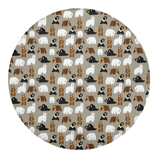 Cute Bear Pattern Print Round Blanket