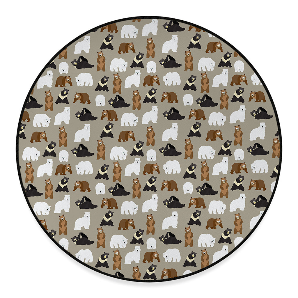 Cute Bear Pattern Print Round Floor Mat