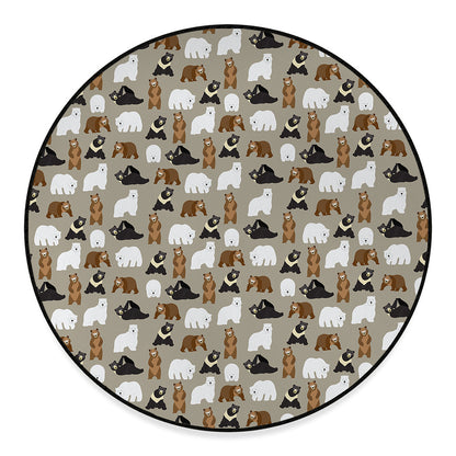Cute Bear Pattern Print Round Floor Mat